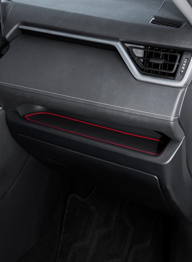 TOPINSTALL Accessorize Interior Liners Compatible with 2019-2024 2025 Toyota RAV 4/2021-2025 RAV4 Prime, Anti Dust Cup Holder Insert, Premium Center Console Rubber Mat, Door Pocket Pad- 16PCS Red Trim - Image 5